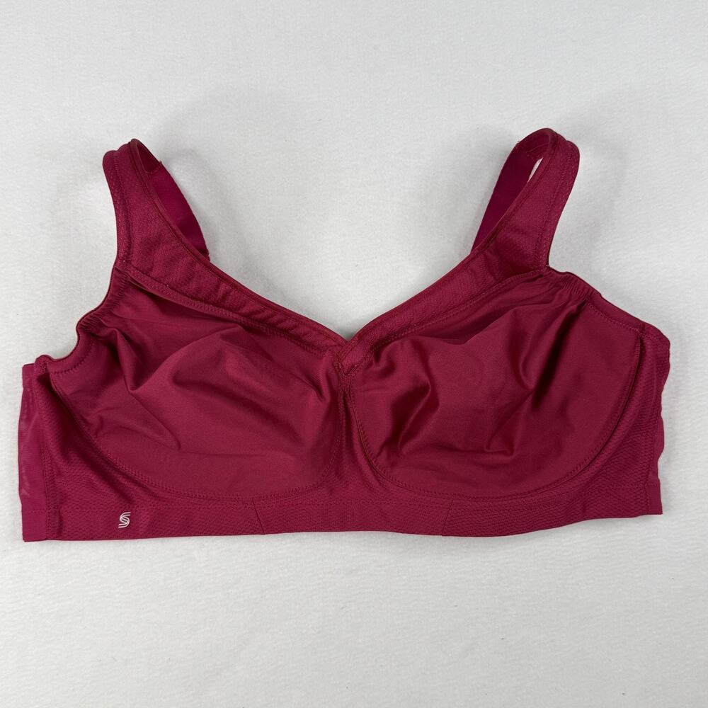 Glamorise Sport Bra Womens Size 46C Pink Hook Eye Stretch Knit Activewear